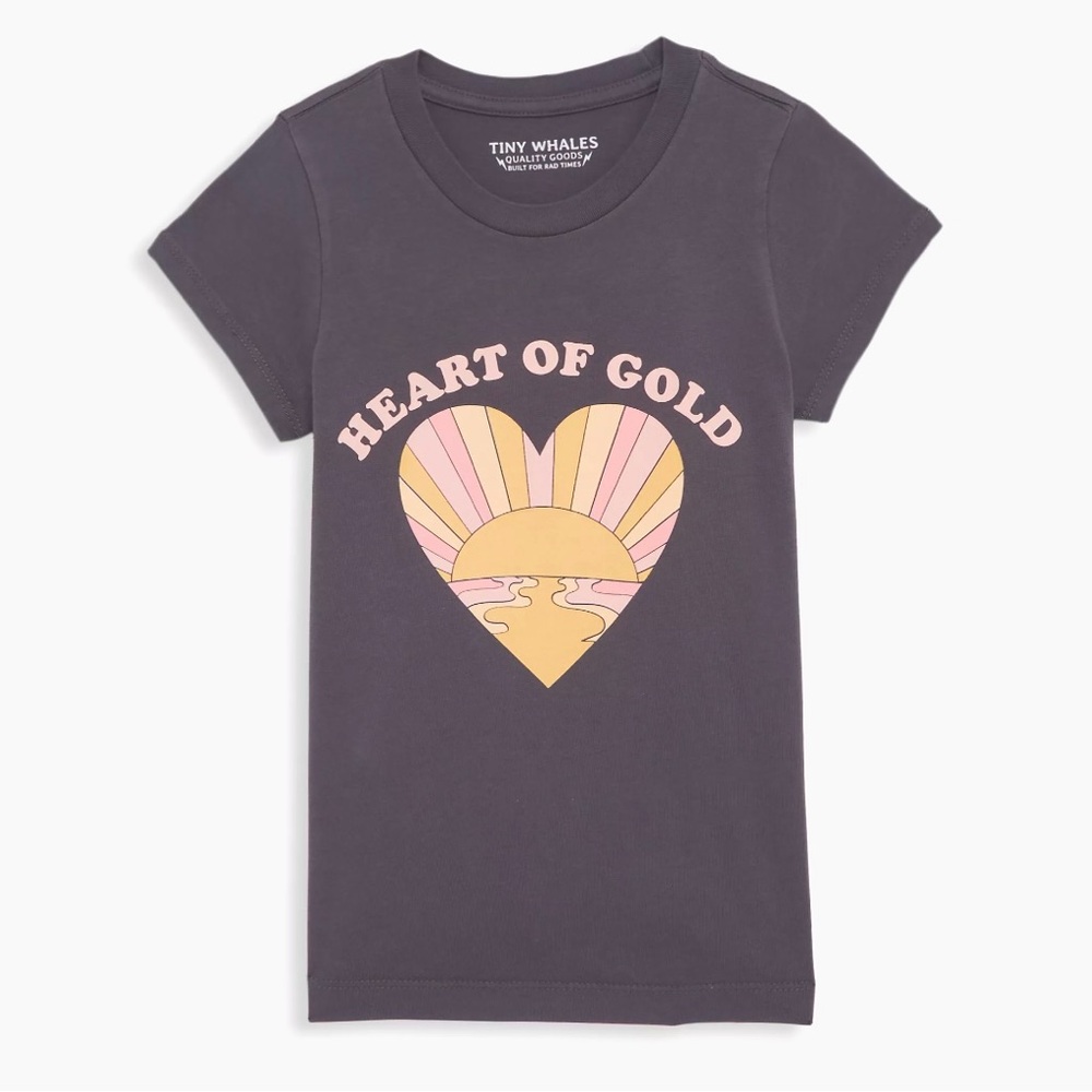 Tiny Whales Heart of Gold Kids T-Shirt - Charcoal